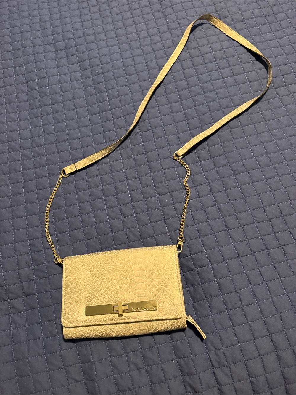 Enzo Angiolini Metallic Gold Crossbody Bag with Chain Strap